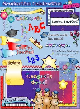 Preview of Graduation Celebration - Clip Art, Backgrounds, Alphabet & Printable Fun