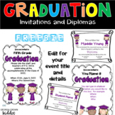 Graduation Certificate Diploma and Invitations FREEBIE