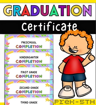 Preview of Graduation Certificate Template PreK-5th Grade- Last Day of School Sign Editable