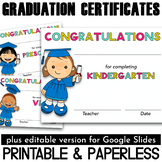 Graduation Certificates Editable Preschool Kindergarten Pre-K