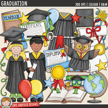 Preview of Graduation Clip Art (Kate Hadfield Designs)