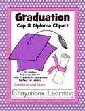 Graduation Clipart - Caps and Diplomas - Commerical Use