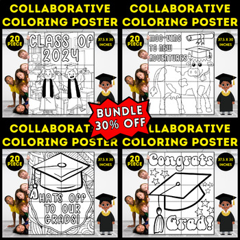 Preview of Graduation Collaborative Coloring Poster Bundle: End of Year Craft Class of 2024