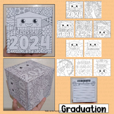 Graduation Coloring Pages Cube Craft Activities Kindergart
