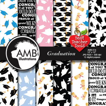 Preview of Graduation Digital Papers, scrapbooking papers AMB-516