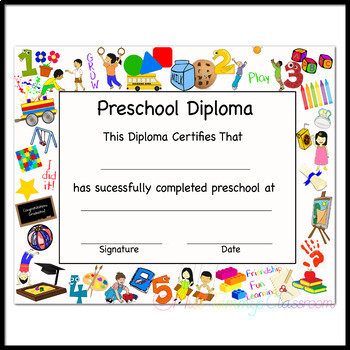 Graduation Diploma Certificate - Preschool by Miss Tammy's Classroom