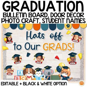 Preview of Graduation / End of Year Bulletin Board Animal Themed + Photo Craft & Writing