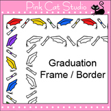 Graduation Clip Art Frame / Border - caps and diplomas