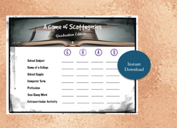Preview of Graduation Game - Scattergories-End of Year Game