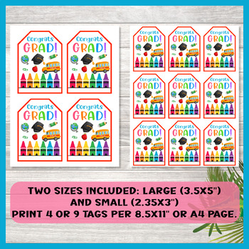 Congrats Grad Gift Tags, Graduation Gift, Bag Tags, Graduation Party Tag,  PDF, Instant Download, Printable File — Delightful Order