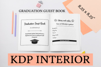 Guest Book KDP Interiors Template, Guestbook Printable PDF Pages, Size  8.5x11'', PDF Instant Download Personal & Commercial Use 