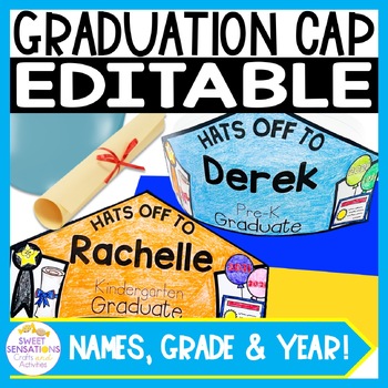 Preview of Kindergarten Graduation Cap Preschool Graduation Hat Template Printable Crown