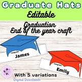 Graduation Hats, Editable, End of the year activities, Kin