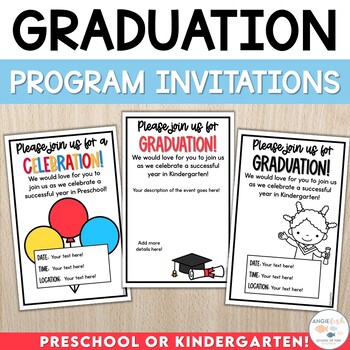 Preview of Graduation Invitation | Kindergarten Graduation | Preschool Moving Up | Invites