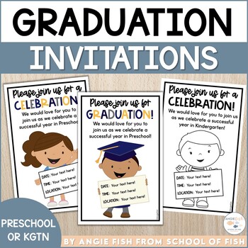Preview of Graduation Invitation | Kindergarten Graduation | Preschool Moving Up | Invites