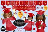 Graduation Kids in Red Gowns Clipart, AMB-2783