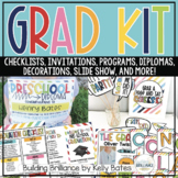 Graduation Kit and Decor Bundle Includes Diplomas, Invitat