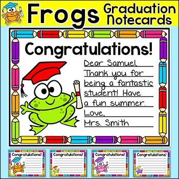 Preview of Frog Theme Graduation Notecards - End of the Year