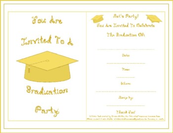 Preview of Graduation Party Invitation Gold School Color Cap Tassel Fabric Font Letters