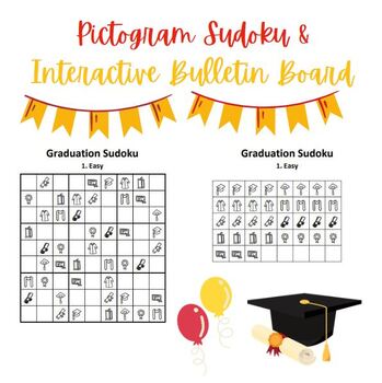 Preview of Graduation Pictogram Sudoku | Math Activities | Interactive Bulletin Board
