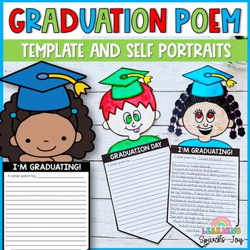 Preview of Graduation Poem Writing Template + Self-Portrait Bulletin Board ELA Fun!