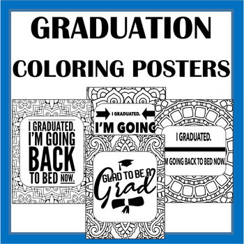 Preview of Graduation Posters -4 Graduation Theme Coloring Posters -Full Page