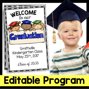 Preview of Graduation Program - EDITABLE - Kindergarten - Preschool - Pre-K