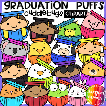 Preview of Graduation Puffs Clipart - Cuddlebugs Collection Graduation Clipart