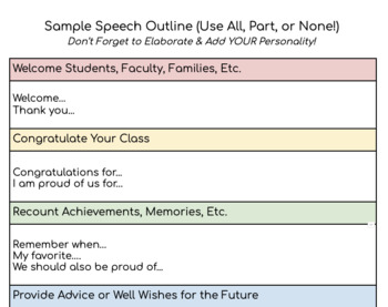 Preview of Graduation Speech Outline / Graphic Organizer / Support