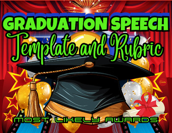 Preview of Graduation Speech Template | Checklist | Rubric | Most Likely Awards