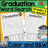 Graduation Word Search Activity Hard for Grades 5 to Adult