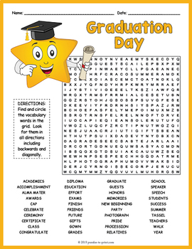 graduation day word search puzzle worksheet activity by puzzles to print