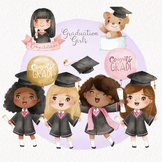Graduation girls Clipart, Bundle set instant download PNG 