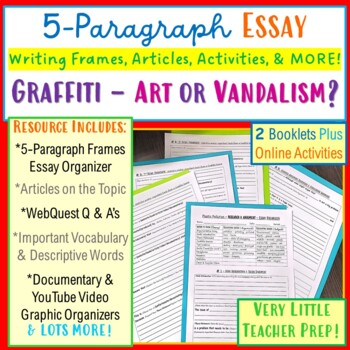 Preview of 5-Paragragh Argumentative Essay Organizer - Graffiti - Art or Vandalism?