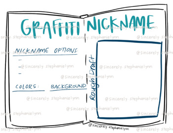 Preview of Graffiti Nickname Rough Draft Worksheet