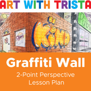 Preview of Graffiti Wall: 2 Point Perspective Drawing Art Lesson Inspired by Banksy