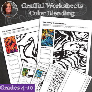 Preview of Graffiti Worksheets Color Blending-Graffiti Art Lesson - Middle School or HS Art