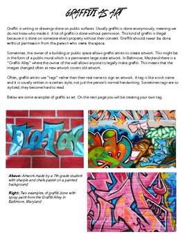 Preview of Graffiti as Art: Mini Lesson or Sub Plan