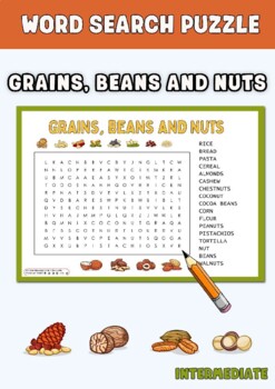 Preview of Grains, Beans and Nuts Word Search Puzzle Worksheet Activities