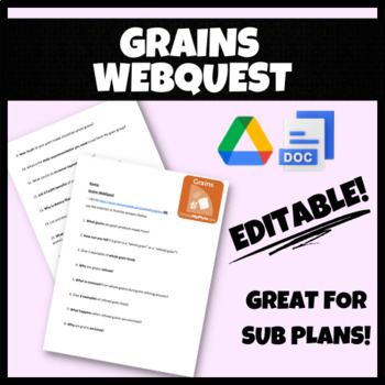 Preview of Grains WebQuest | FCS, FACS, Cooking, Health