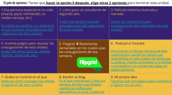 Gramática Proyectos: Choice Board by Profe CPM | TPT