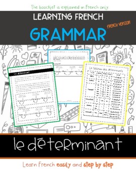 Preview of Grammaire Francaise : Le déterminant Version Francaise