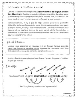 Grammaire Francaise Le Genre Du Nom Commun By Roxane Doyon Tpt