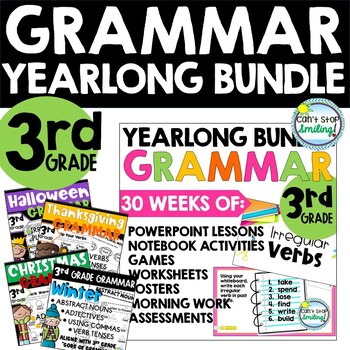 Preview of 3rd Grade Grammar BUNDLE for The Year Daily Grammar Practice Activities Lessons