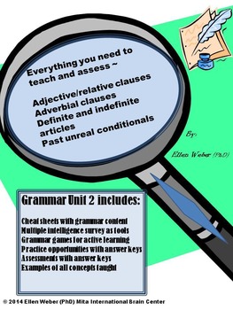 Preview of Grammar Action Unit 2 - Cheat Sheets, Games, Answer Keys (6 -12+)