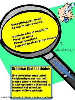 Preview of Grammar Action Unit 3 - Cheat Sheets, Games, Answer Keys (6 -12+)