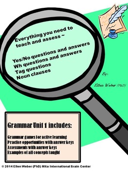 Preview of Grammar Action Unit 1 - Cheat Sheets, Games, Answer Keys (6 -12+)