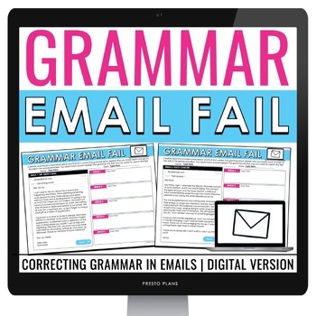 Preview of Grammar Activity - Correcting Grammar Errors in Emails Assignments - Digital
