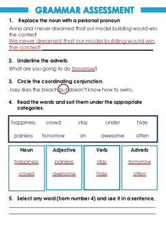 Grammar Assessment by Purposeful Printables | TPT