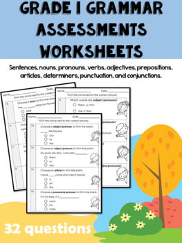 grammar assessment quiz grade 1 worksheets by the kinder kids tpt